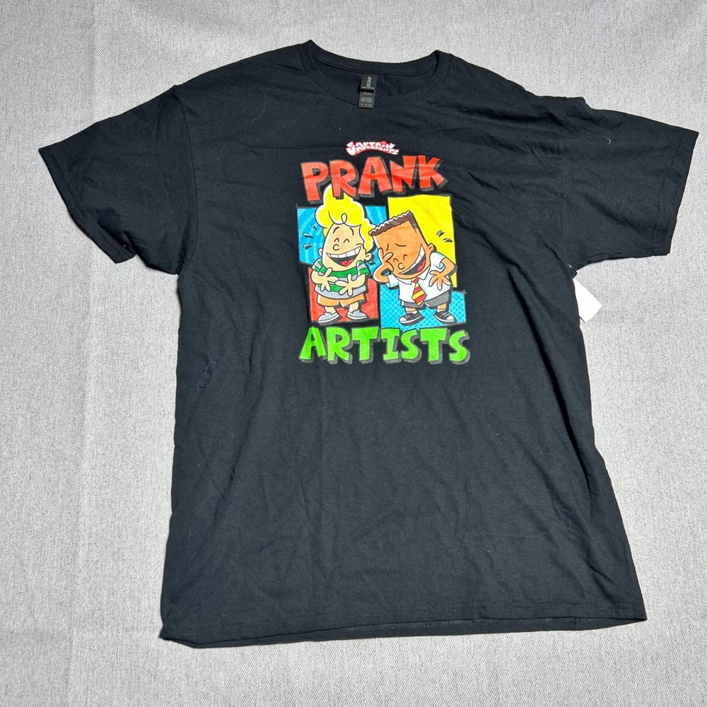 Gildan Captain Underpants T-Shirt Mens Large Black Prank Artists Graphic Tee